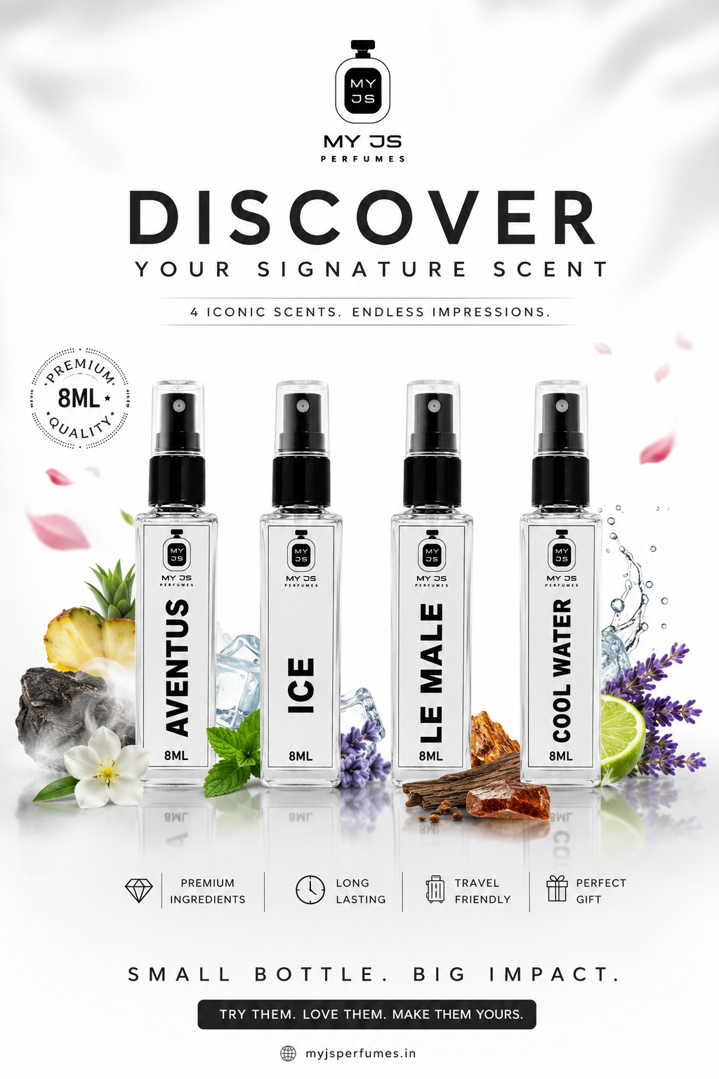 Discovery Set – 4 Signature Fragrances.  8ML
